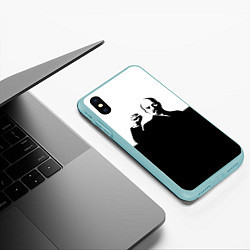 Чехол iPhone XS Max матовый Силуэт Владимира Ильича Ленина, цвет: 3D-мятный — фото 2