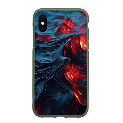 Чехол iPhone XS Max матовый Яркая волнистая абстракция, цвет: 3D-темно-зеленый