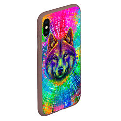 Чехол iPhone XS Max матовый Цветной волк, цвет: 3D-коричневый — фото 2