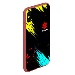 Чехол iPhone XS Max матовый Suzuki краски абстрактные, цвет: 3D-красный — фото 2