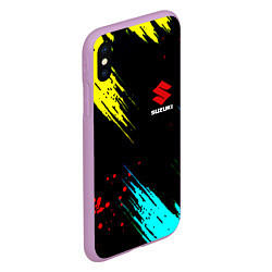 Чехол iPhone XS Max матовый Suzuki краски абстрактные, цвет: 3D-сиреневый — фото 2