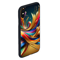 Чехол iPhone XS Max матовый Золотые линии, цвет: 3D-черный — фото 2