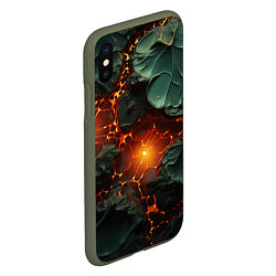 Чехол iPhone XS Max матовый Объемная текстура и лава, цвет: 3D-темно-зеленый — фото 2