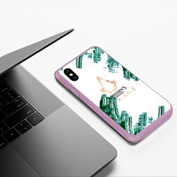 Чехол iPhone XS Max матовый Assasins creed mirage game pattern, цвет: 3D-сиреневый — фото 2
