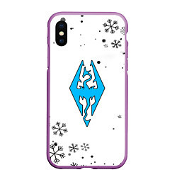 Чехол iPhone XS Max матовый Skyrim logo winter, цвет: 3D-фиолетовый