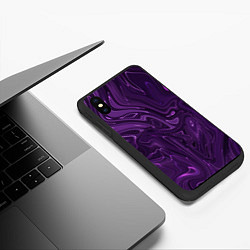 Чехол iPhone XS Max матовый Абстакция на темно фиолетовом, цвет: 3D-черный — фото 2