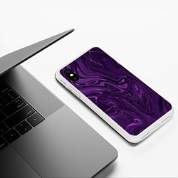 Чехол iPhone XS Max матовый Абстакция на темно фиолетовом, цвет: 3D-белый — фото 2