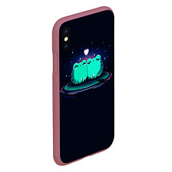 Чехол iPhone XS Max матовый Любовь жабок, цвет: 3D-малиновый — фото 2