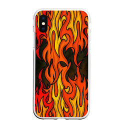 Чехол iPhone XS Max матовый Языки пламени арт, цвет: 3D-белый