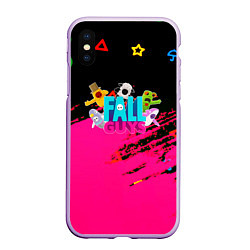 Чехол iPhone XS Max матовый Fall Guys kids color, цвет: 3D-сиреневый