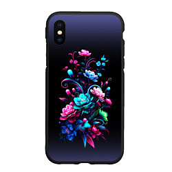 Чехол iPhone XS Max матовый Цветы - нейросеть, цвет: 3D-черный