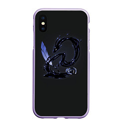 Чехол iPhone XS Max матовый Китайский дракон из чернил, цвет: 3D-светло-сиреневый