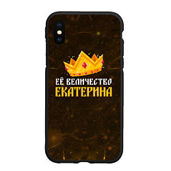 Чехол iPhone XS Max матовый Корона её величество Екатерина, цвет: 3D-черный