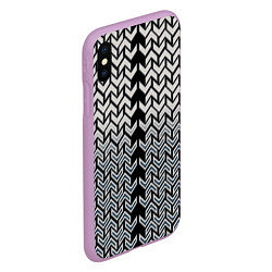 Чехол iPhone XS Max матовый Белые стрелки на чёрном фоне киберпанк, цвет: 3D-сиреневый — фото 2
