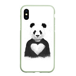 Чехол iPhone XS Max матовый Love panda, цвет: 3D-салатовый