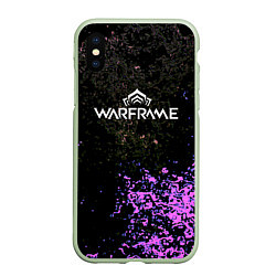 Чехол iPhone XS Max матовый Warframe брызги неоновых красок, цвет: 3D-салатовый