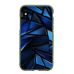 Чехол iPhone XS Max матовый Синие объемные геометрические объекты, цвет: 3D-темно-зеленый