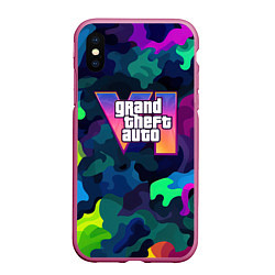 Чехол iPhone XS Max матовый Gta logo bright, цвет: 3D-малиновый