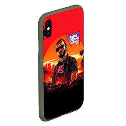 Чехол iPhone XS Max матовый GTA 6 logo персонаж, цвет: 3D-темно-зеленый — фото 2