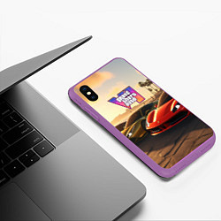 Чехол iPhone XS Max матовый ГТА6 автопарк, цвет: 3D-фиолетовый — фото 2