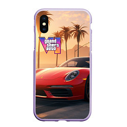 Чехол iPhone XS Max матовый GTA 6 logo auto style, цвет: 3D-светло-сиреневый