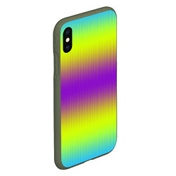 Чехол iPhone XS Max матовый Неоновые салатовые и фиолетовые полосы, цвет: 3D-темно-зеленый — фото 2