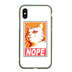 Чехол iPhone XS Max матовый Nope - cat, цвет: 3D-темно-зеленый