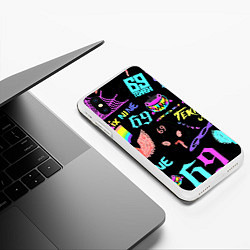 Чехол iPhone XS Max матовый 6ix9ine logo rap bend, цвет: 3D-белый — фото 2