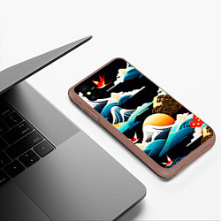 Чехол iPhone XS Max матовый Японская палитра природы, цвет: 3D-коричневый — фото 2