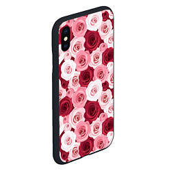 Чехол iPhone XS Max матовый Красные и розовые розы, цвет: 3D-черный — фото 2
