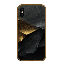 Чехол iPhone XS Max матовый Черная текстура с золотистым напылением, цвет: 3D-коричневый
