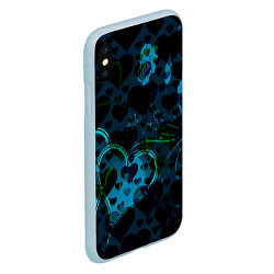 Чехол iPhone XS Max матовый Сердечки узоры, цвет: 3D-голубой — фото 2