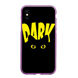 Чехол iPhone XS Max матовый Dark cat eyes - черный кот, цвет: 3D-фиолетовый