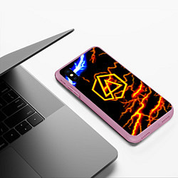 Чехол iPhone XS Max матовый Linkin park storm inside steel, цвет: 3D-розовый — фото 2