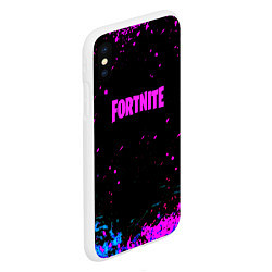 Чехол iPhone XS Max матовый Fortnite неоновые брызги красок, цвет: 3D-белый — фото 2