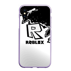 Чехол iPhone XS Max матовый Roblox краски белые, цвет: 3D-светло-сиреневый