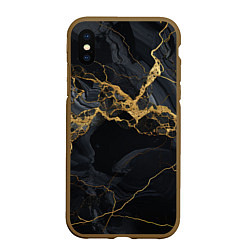 Чехол iPhone XS Max матовый Золотой путь на черном граните, цвет: 3D-коричневый