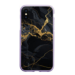 Чехол iPhone XS Max матовый Золотой путь на черном граните, цвет: 3D-светло-сиреневый