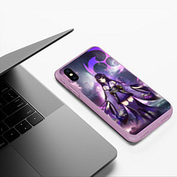 Чехол iPhone XS Max матовый Genshin Impact - character Raiden, цвет: 3D-сиреневый — фото 2