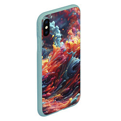 Чехол iPhone XS Max матовый Многоцветный дым, цвет: 3D-мятный — фото 2