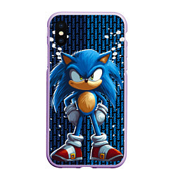 Чехол iPhone XS Max матовый Sonic - splash and logo, цвет: 3D-сиреневый