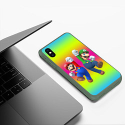 Чехол iPhone XS Max матовый Братья Марио, цвет: 3D-темно-зеленый — фото 2