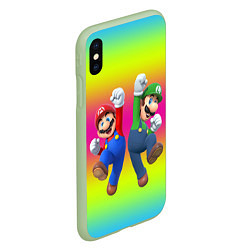 Чехол iPhone XS Max матовый Братья Марио, цвет: 3D-салатовый — фото 2