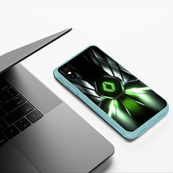 Чехол iPhone XS Max матовый Зеленый луч, цвет: 3D-мятный — фото 2
