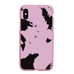 Чехол iPhone XS Max матовый Черный силуэт Брэд Питт, цвет: 3D-розовый