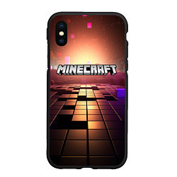 Чехол iPhone XS Max матовый Minecraft логотип и кубы, цвет: 3D-черный