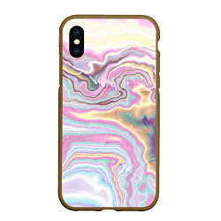 Чехол iPhone XS Max матовый Мрамор узор разноцветный, цвет: 3D-коричневый