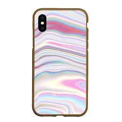 Чехол iPhone XS Max матовый Мрамор узор розово-голубой, цвет: 3D-коричневый