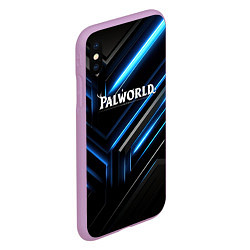 Чехол iPhone XS Max матовый Palworld logo black blue neon abstract, цвет: 3D-сиреневый — фото 2