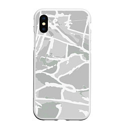 Чехол iPhone XS Max матовый Серо-белая геометрия, цвет: 3D-белый